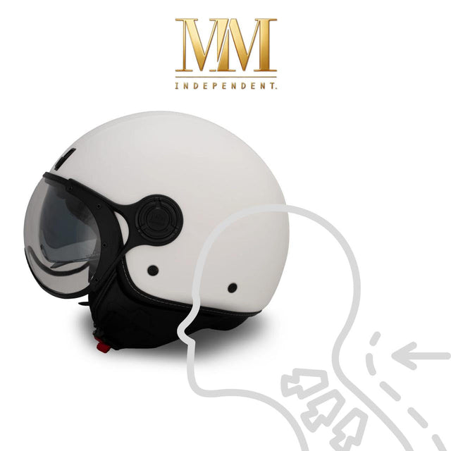Casco jet MM Independent e postura corretta durante la guida urbana