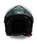 Casco jet MM Independent Moscondoro con finitura verde cangiante e logo - vista frontale