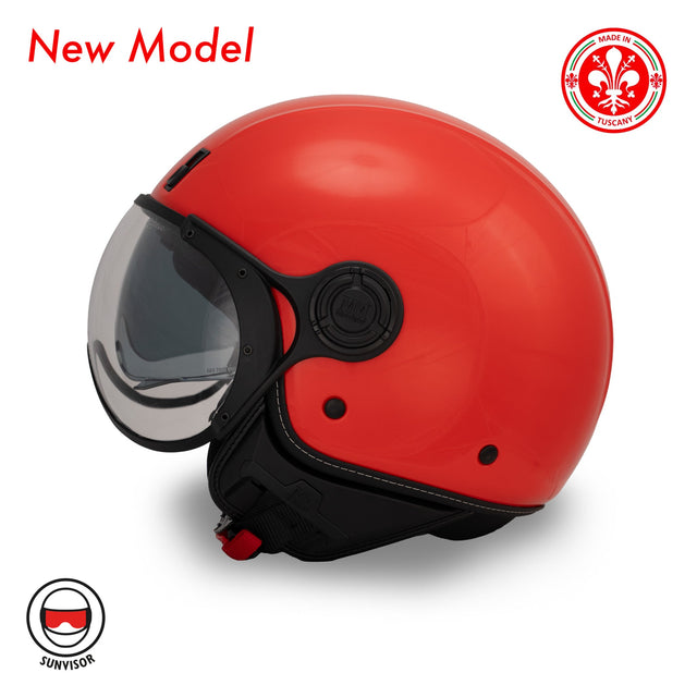 Casco JET A-Ventura Rosso Monocromo di MM Independent